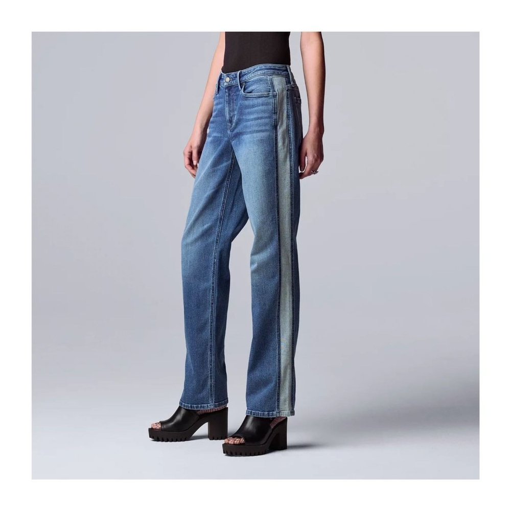 SOLD Simply Vera Vera Wang Womens Mid Rise Side Stripe Relax Straight Jeans Sz - Picture 11 of 12